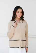 Orlina Knit Cardigan | Black And Cream