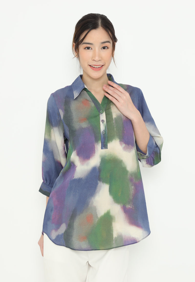 Alia Shirt With Multicolor Pattern Tops | Purple