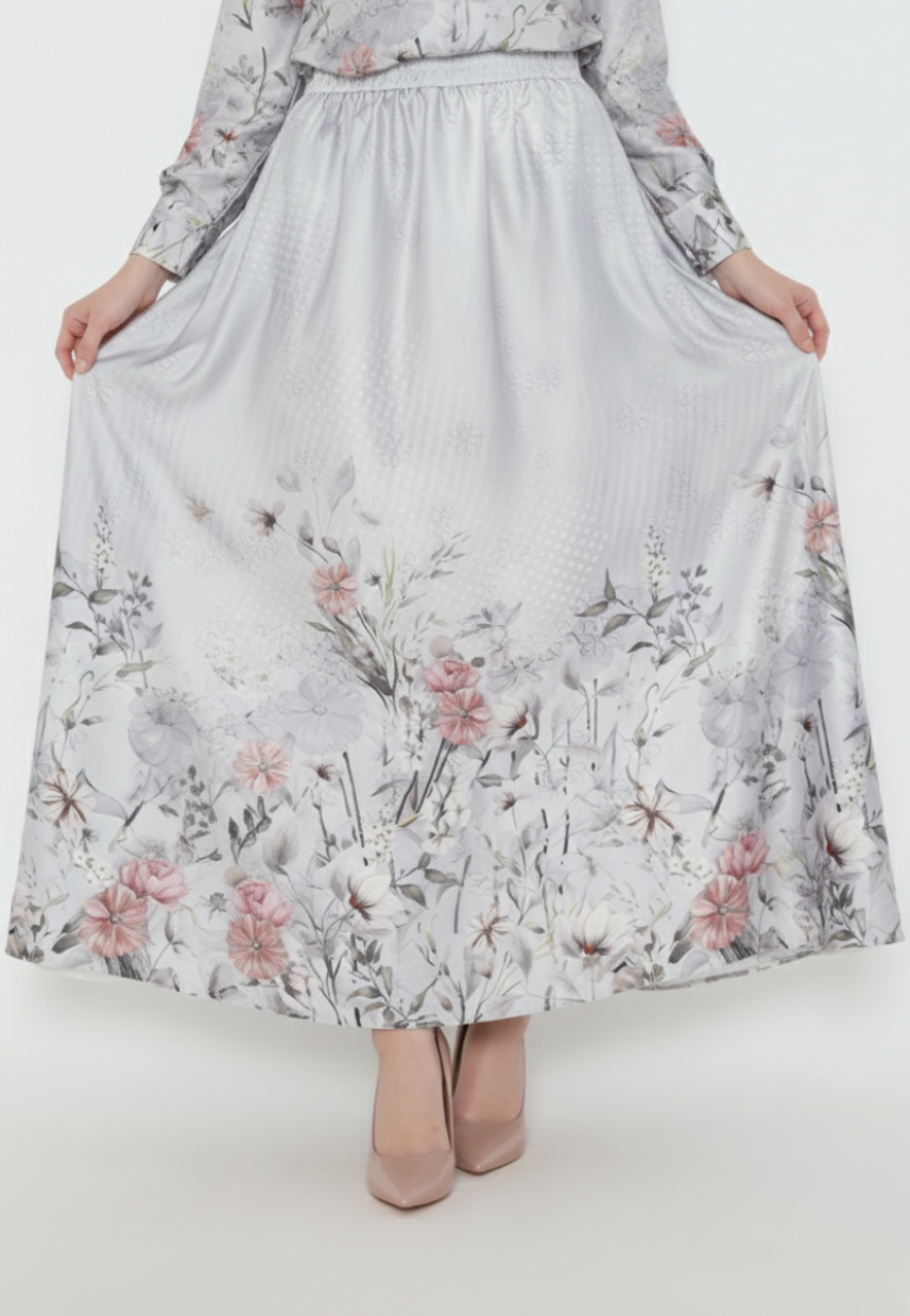 Firyal Armany Floral Skirt In Grey By Brilliant Girl