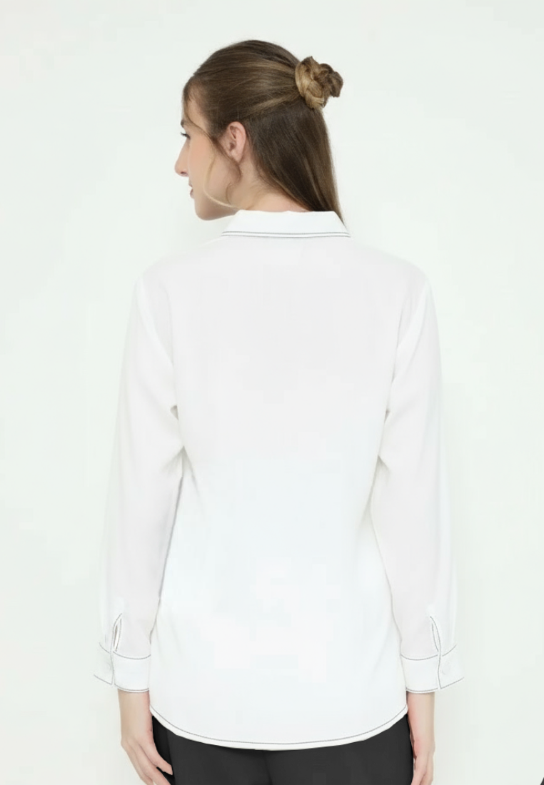 Viona Plain Shirt White With Flowers In Pocket By Brilliant Girl