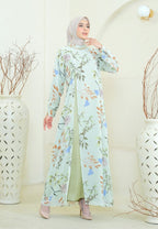 Bellavie Muslim Long Dress Leaf Print Two Layers | Green