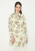 Casual Floral Shirt With Long Sleeve In Cream By Brilliant Girl