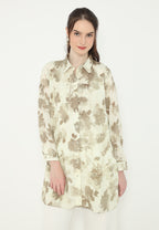 Casual Floral Shirt With Long Sleeve In Cream By Brilliant Girl