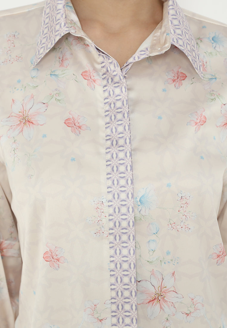 Monogram Tops With Long Sleeve Casual Look | Cream