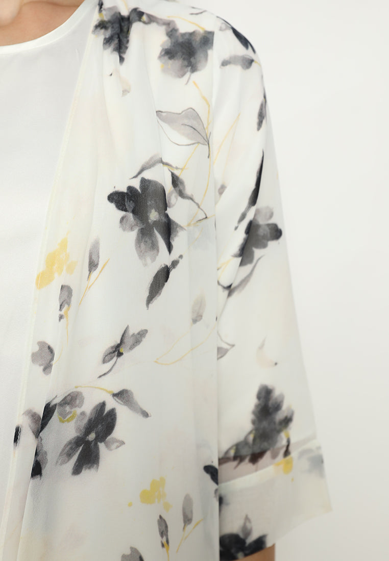Miresta Floral Midi Dress Semi Outer Sifon | Broken White