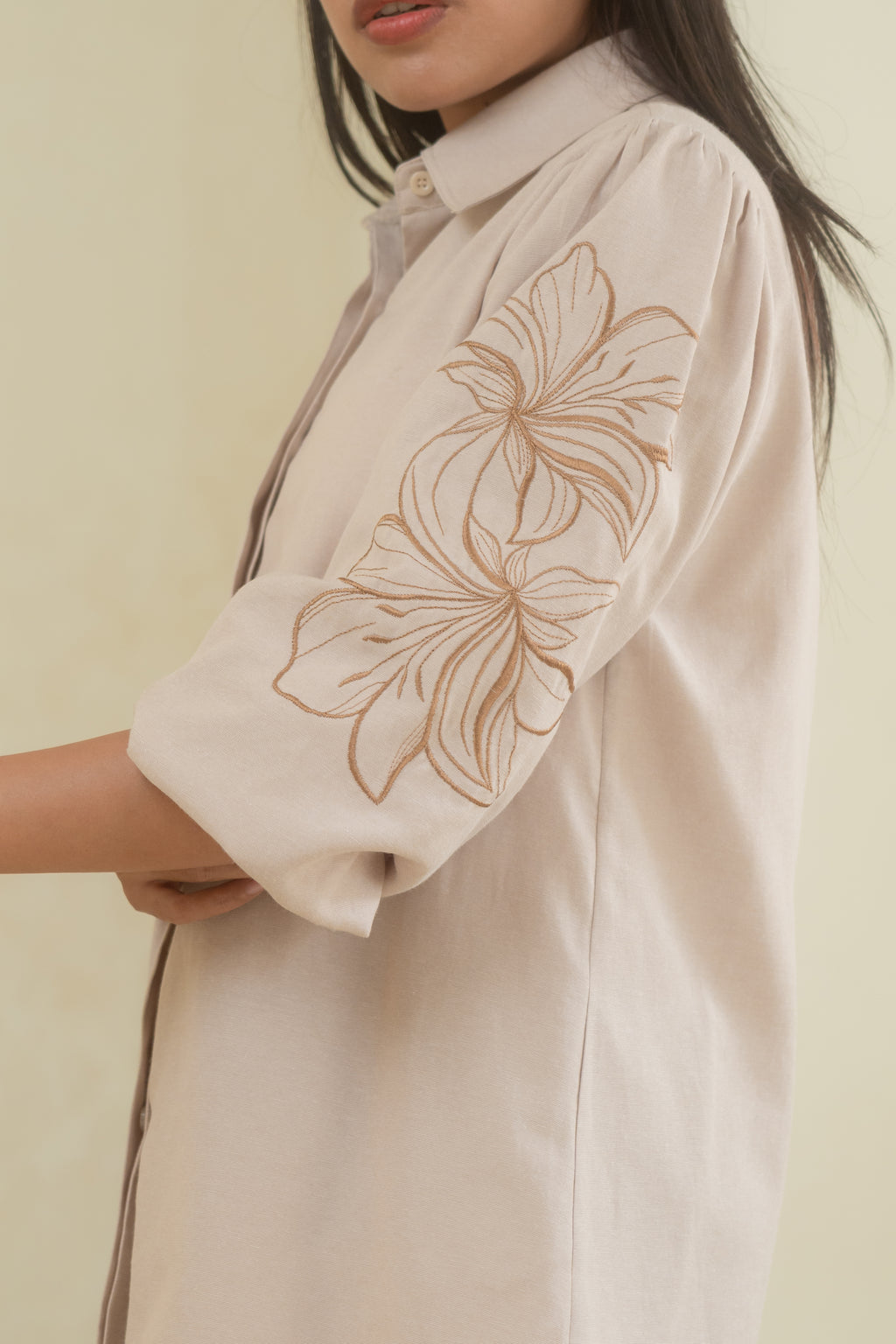 Emily Set Shirt and Pants With Embroidery | Cream