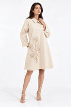Emily Midi Dress With Embroidery | Cream