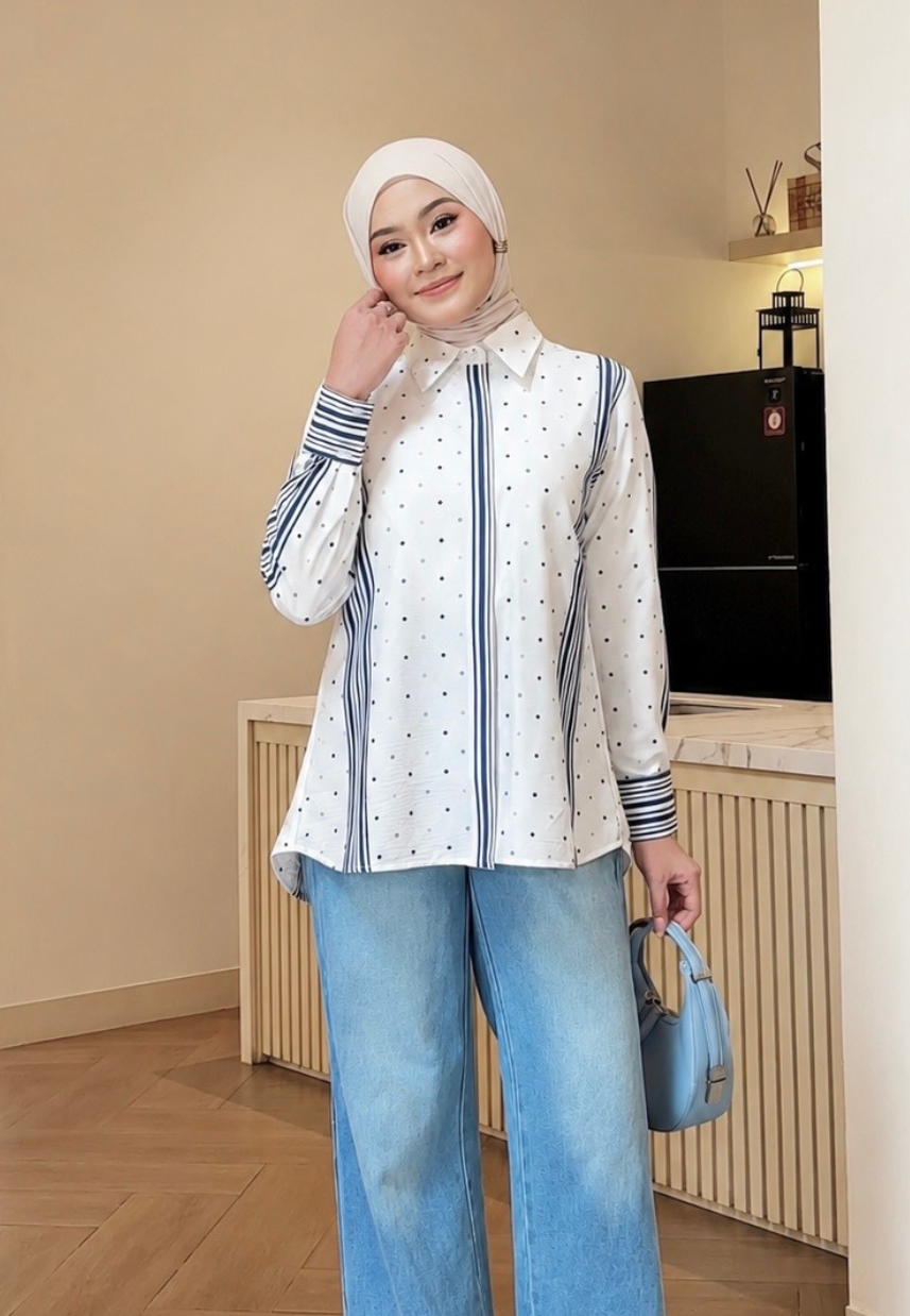 Aure Polka Dotted Shirt | White