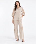 Emily Set Shirt and Pants With Embroidery | Cream