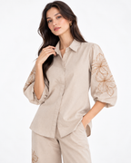 Emily Set Shirt and Pants With Embroidery | Cream