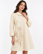 Emily Midi Dress With Embroidery | Cream