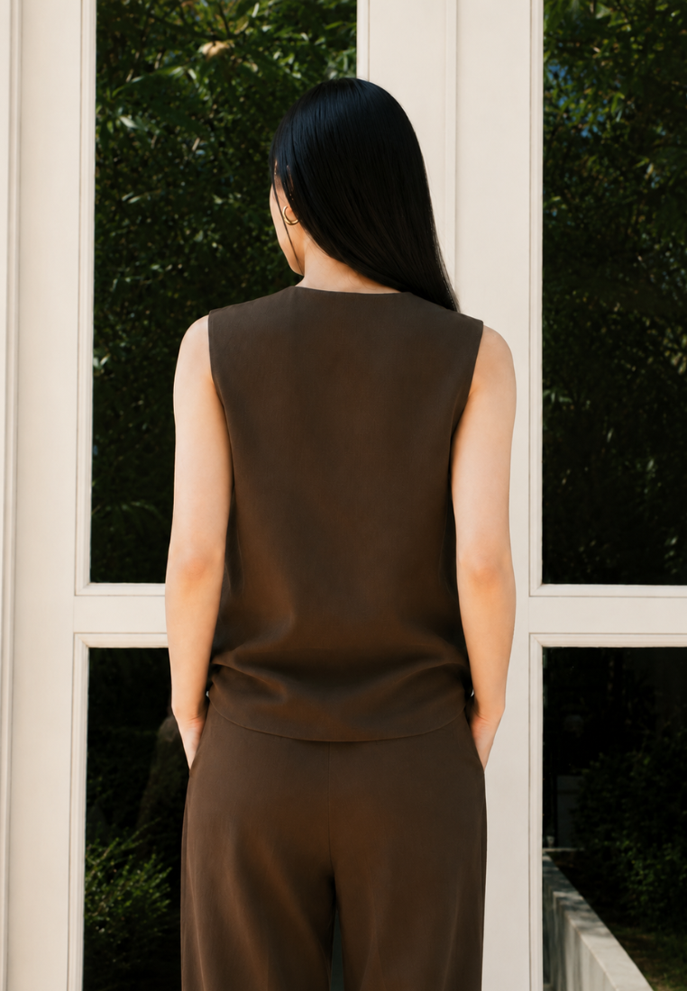 Florence Embroidery Vest | Brown