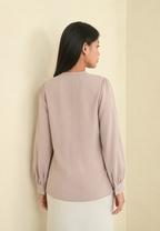 Adeline Asymmetrical Pleated Blouse | Dusty Mauve
