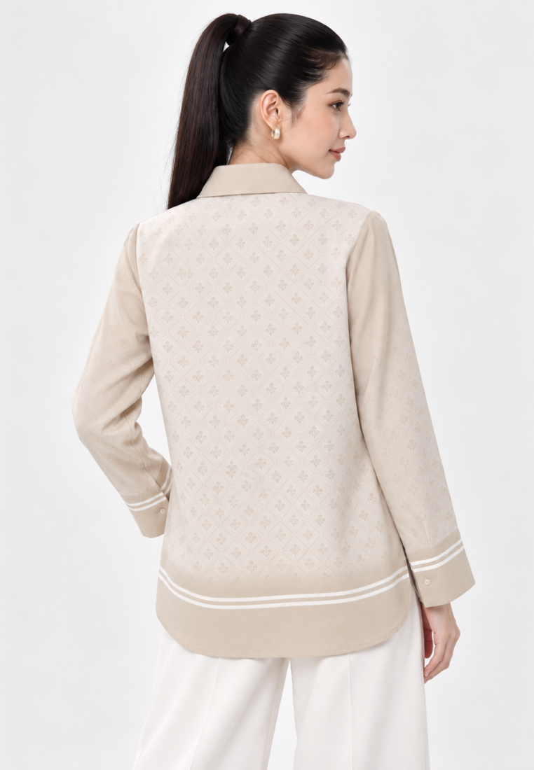 Iris Bloom Shirt  With Color Gradient | Green And Beige