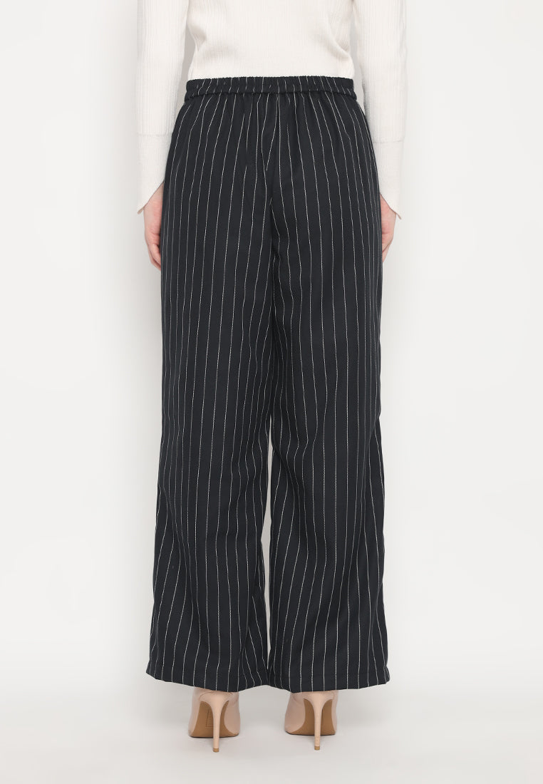 Amalia Stripes Long Pants | Black