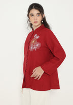 Lioni Blouse With Floral Embroidery | Red