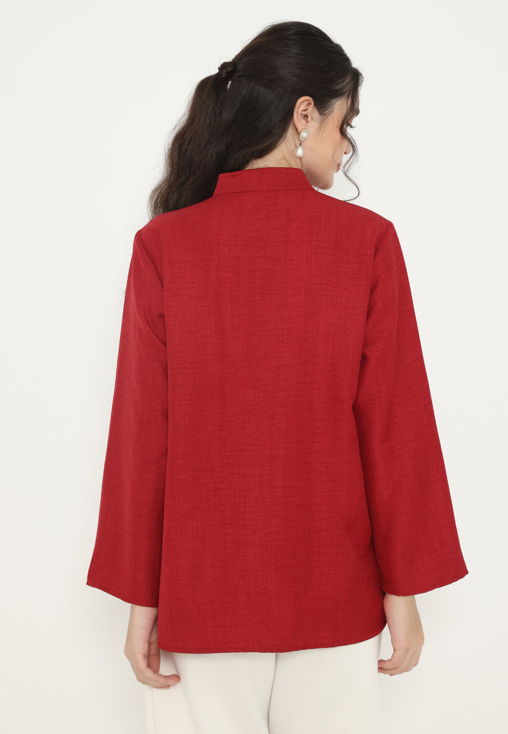 Lioni Blouse With Floral Embroidery | Red