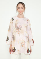 Khayla Tunic Floral Motif Chiffon | Cream