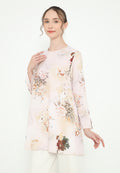 Khayla Tunic Floral Motif Chiffon | Cream