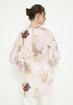 Khayla Tunic Floral Motif Chiffon | Cream
