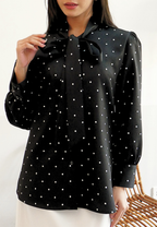 Clarisse Polka Blouse | Black And White