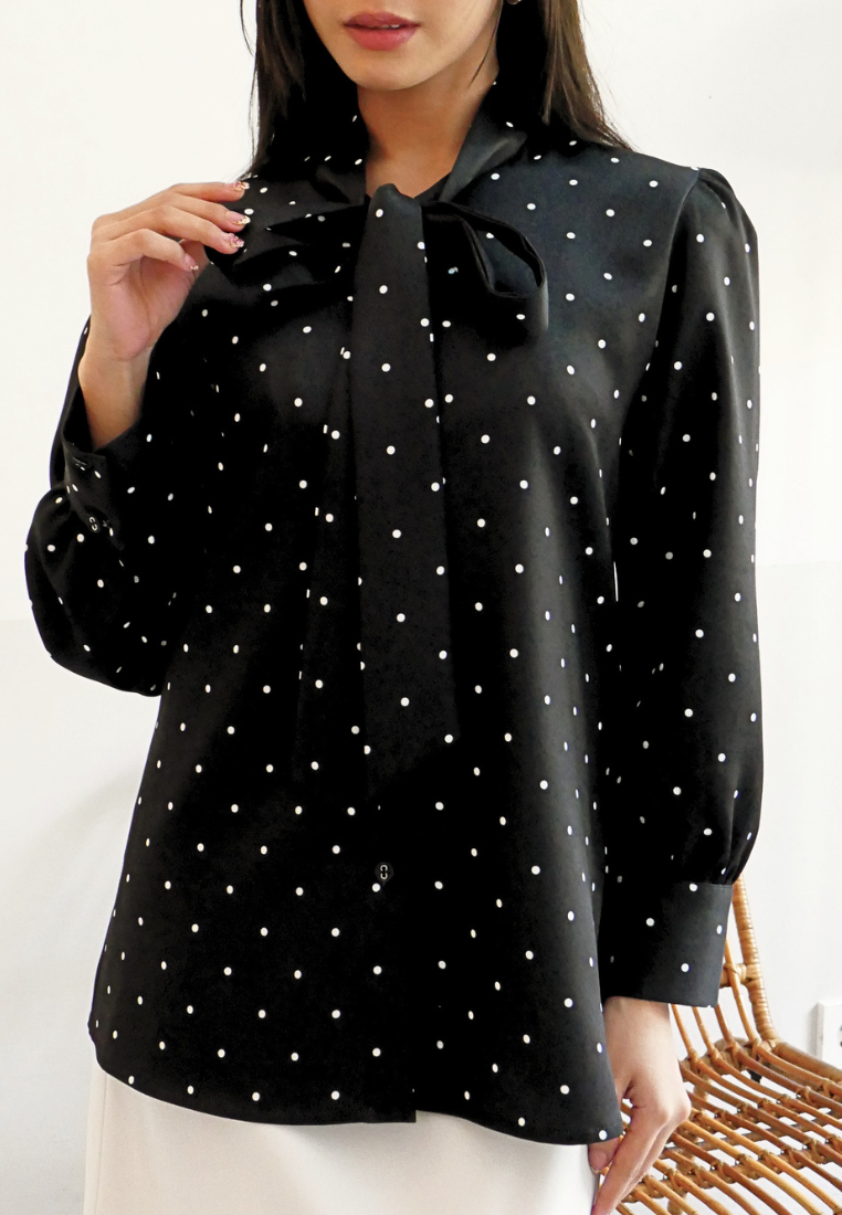 Clarisse Polka Blouse | Black And White