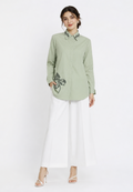 Olive Soft Sage Embroidered Shirt By Brilliant Girl
