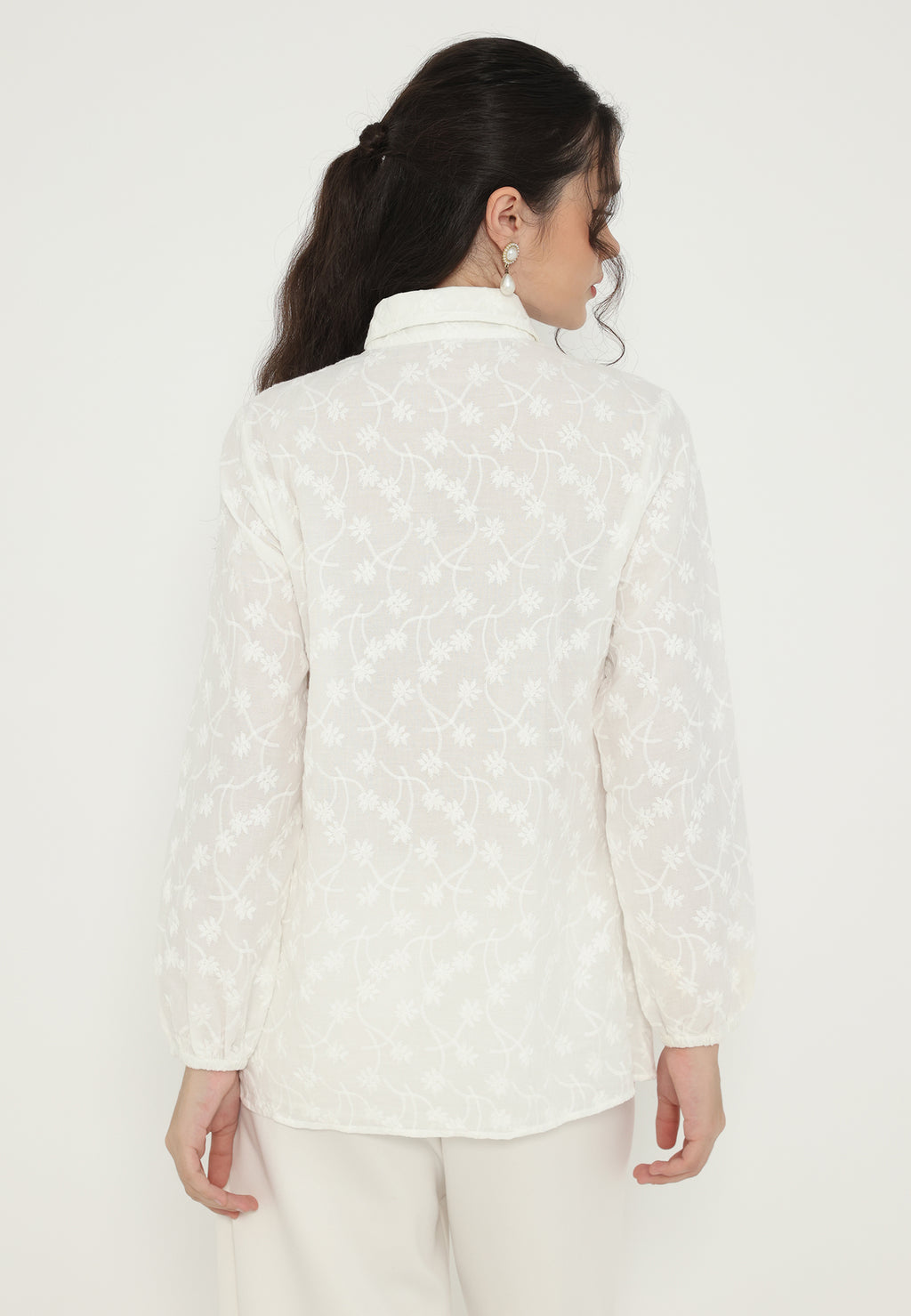 Daisy Embroidered Shirt | White