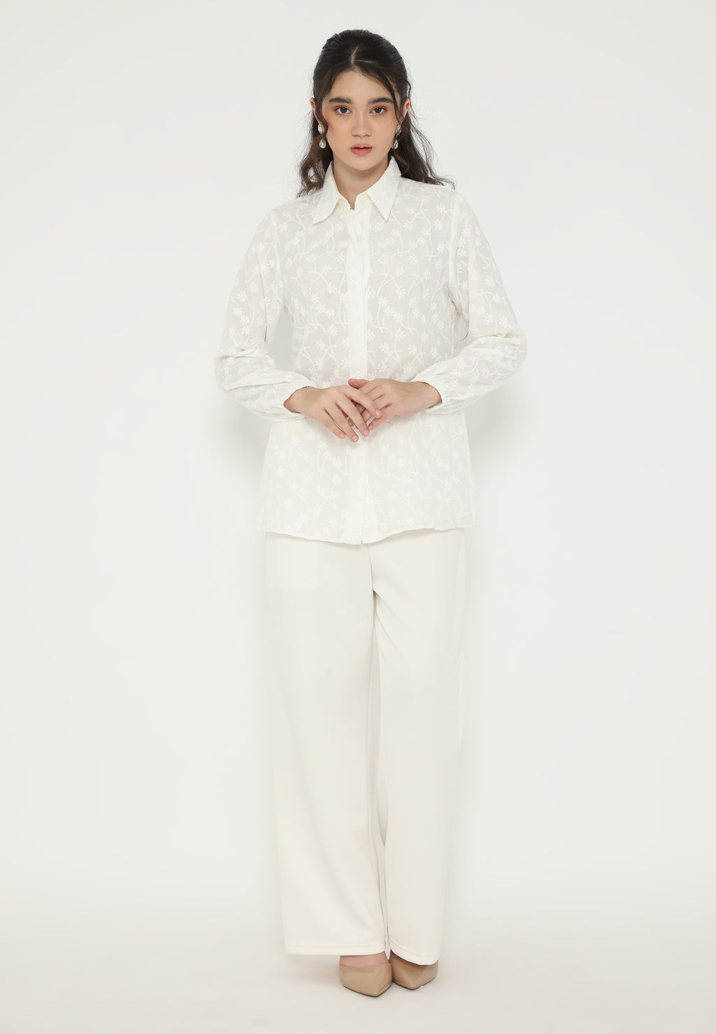 Daisy Embroidered Shirt | White