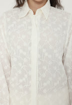 Daisy Embroidered Shirt | White