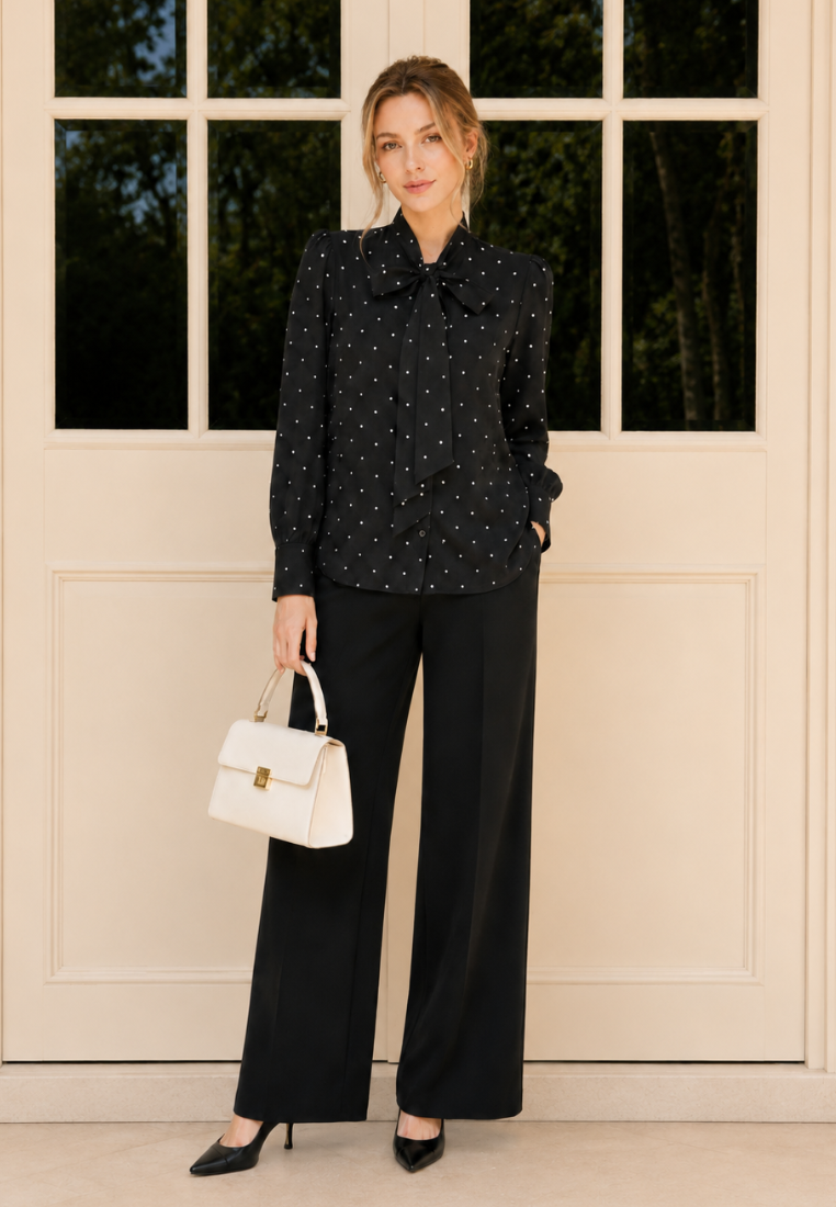 Clarisse Polka Blouse | Black And White