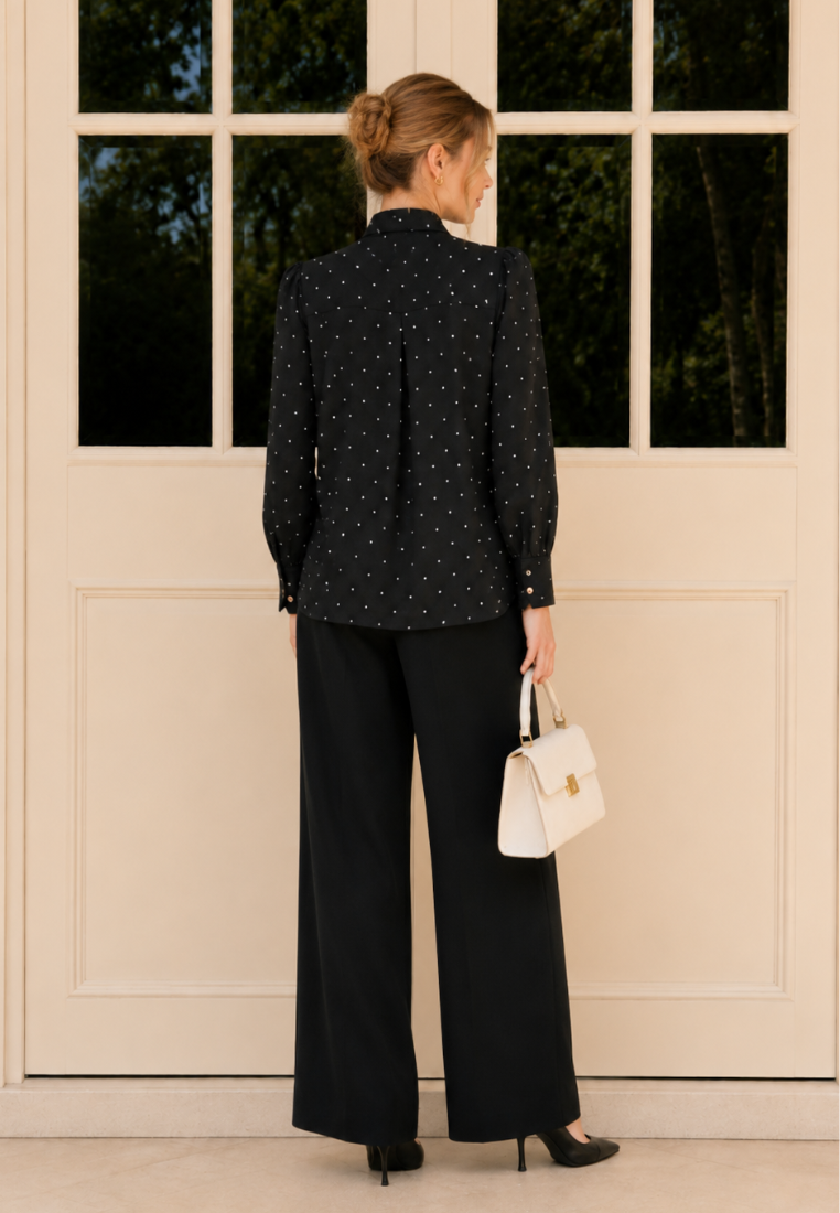 Clarisse Polka Blouse | Black And White