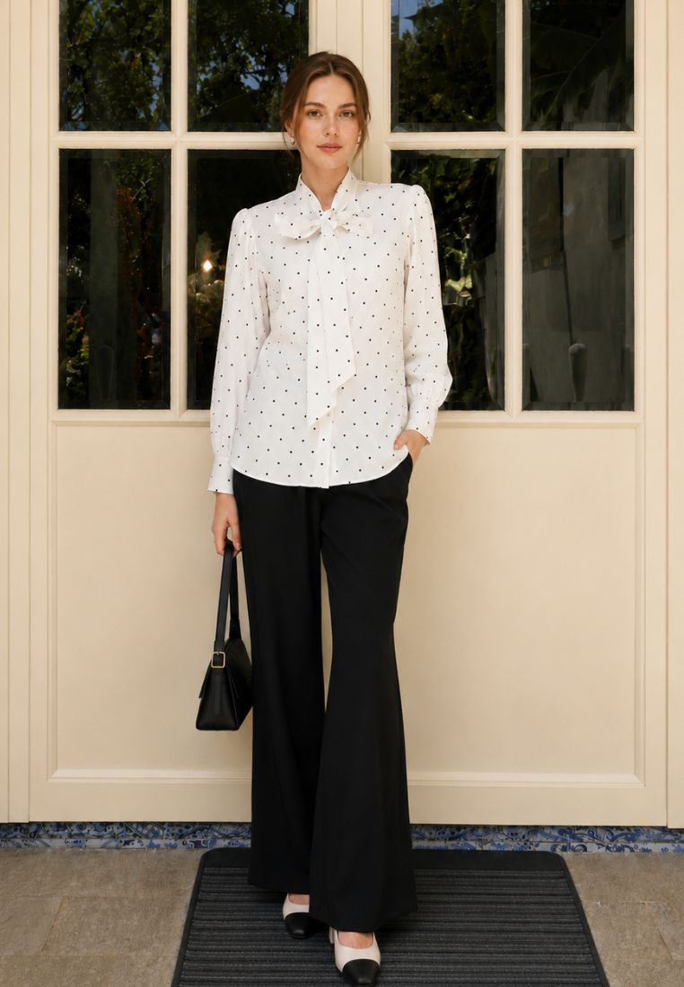 Clarisse Polka Blouse | Black And White