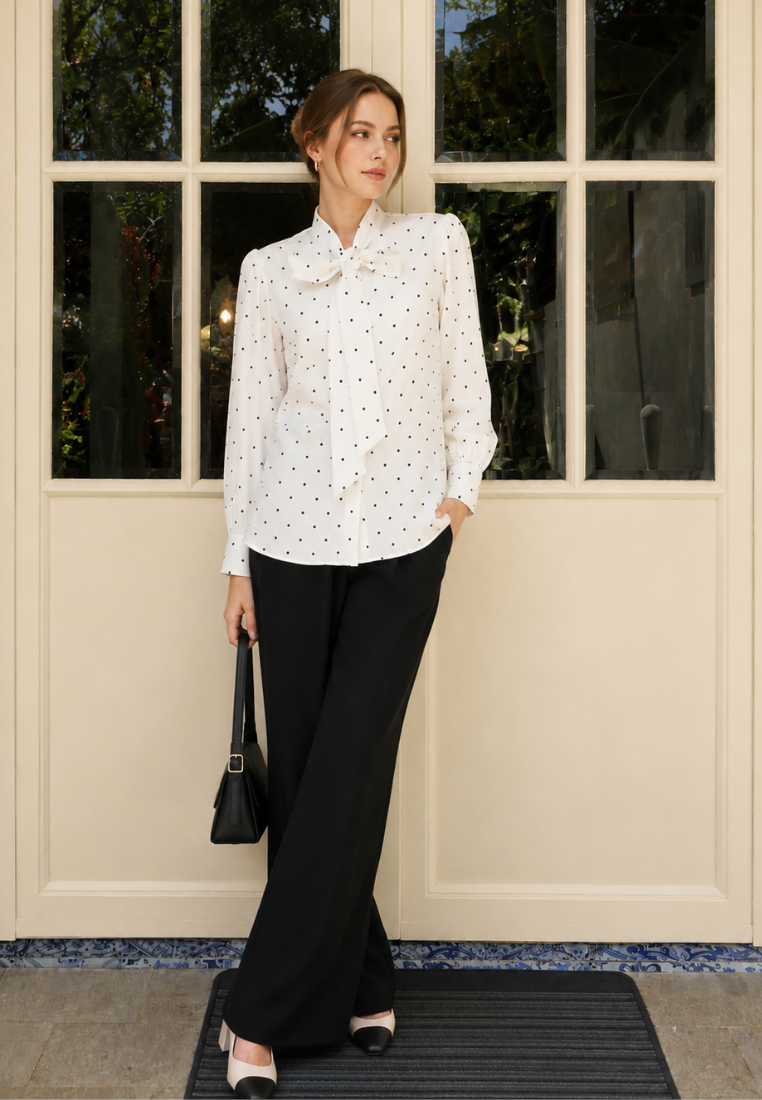 Clarisse Polka Blouse | Black And White