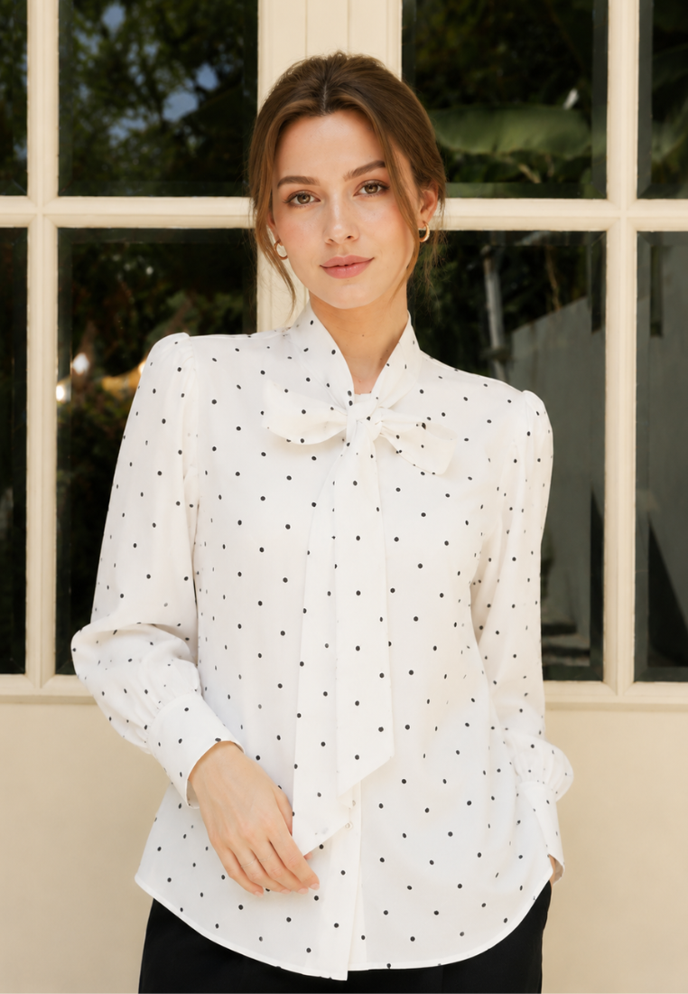 Clarisse Polka Blouse | Black And White