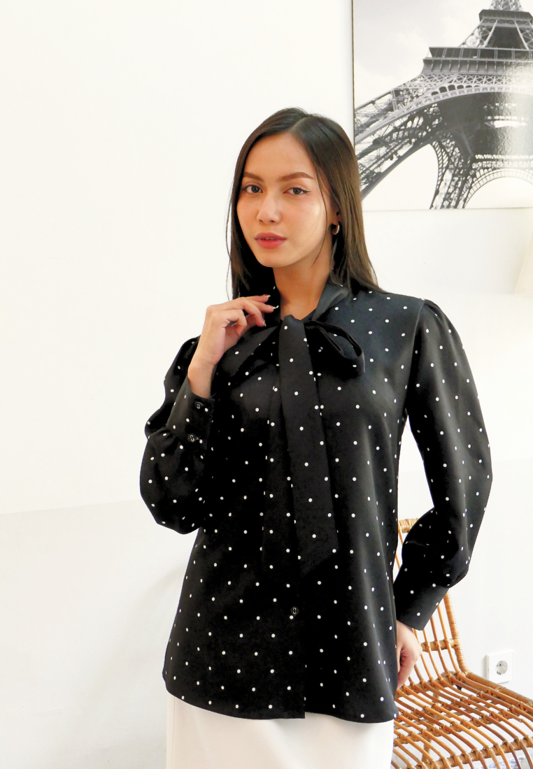 Clarisse Polka Blouse | Black And White