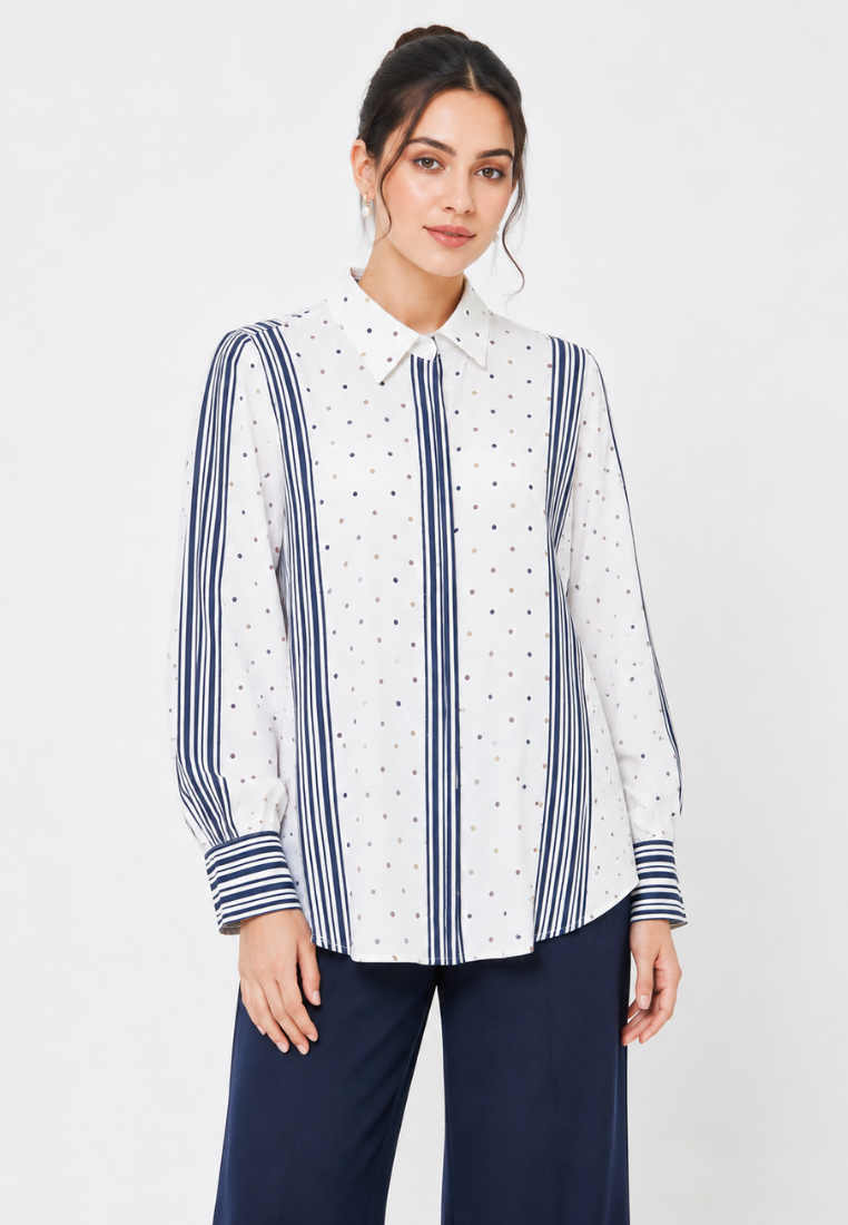 Aure Polka Dotted Shirt | White