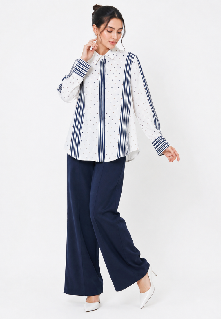 Aure Polka Dotted Shirt | White