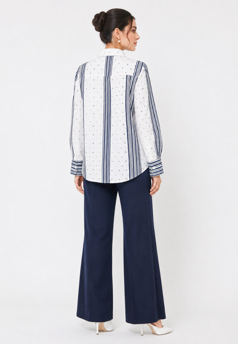 Aure Polka Dotted Shirt | White