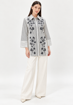 Kusuma Floral Stripe Shirt | Cream