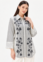 Kusuma Floral Stripe Shirt | Cream