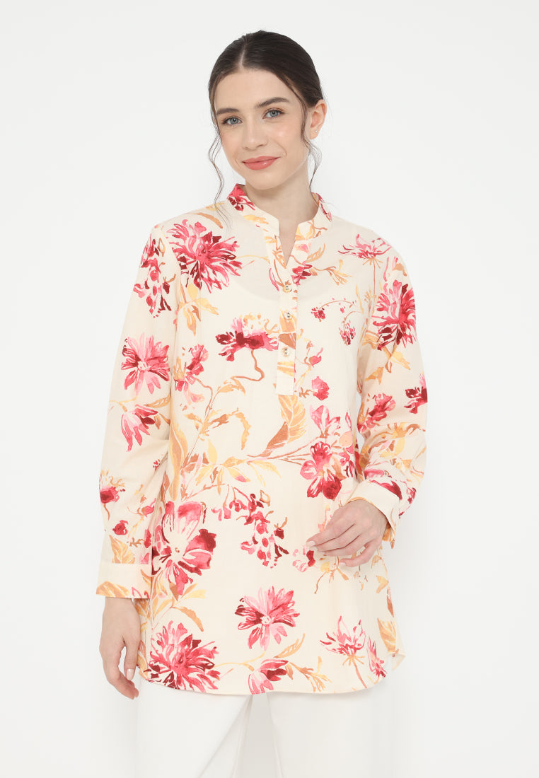 Cressida Tops Floral Motif | Cream