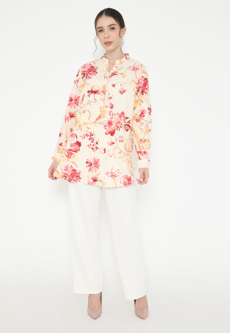 Cressida Tops Floral Motif | Cream