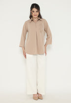 Fanny V-Neck Blouse | Brown