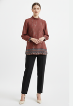 Samira Blouse Etnik Armany Silk | Terracota