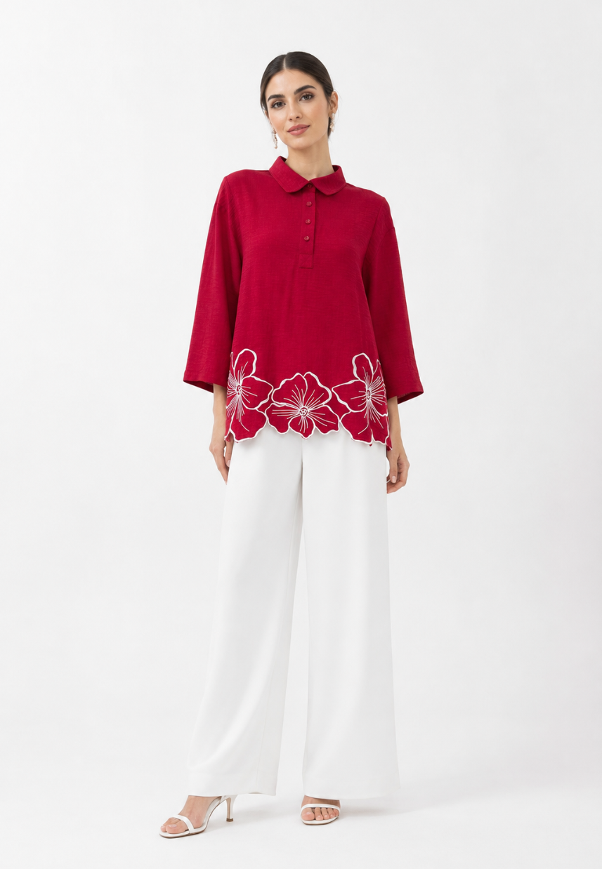 Svara Blouse Embroidery | Red | Arlette By Brilliant Girl