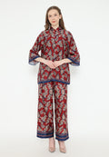 Maria Shanghai Collar Pattern Blouse | Red