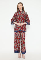 Maria Shanghai Collar Pattern Blouse | Red
