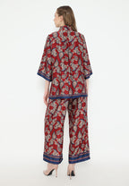 Maria Shanghai Collar Pattern Blouse | Red