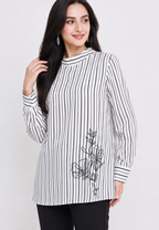 Alinea Stripe Embroidery Blouse | White | Arlette By Brilliant Girl